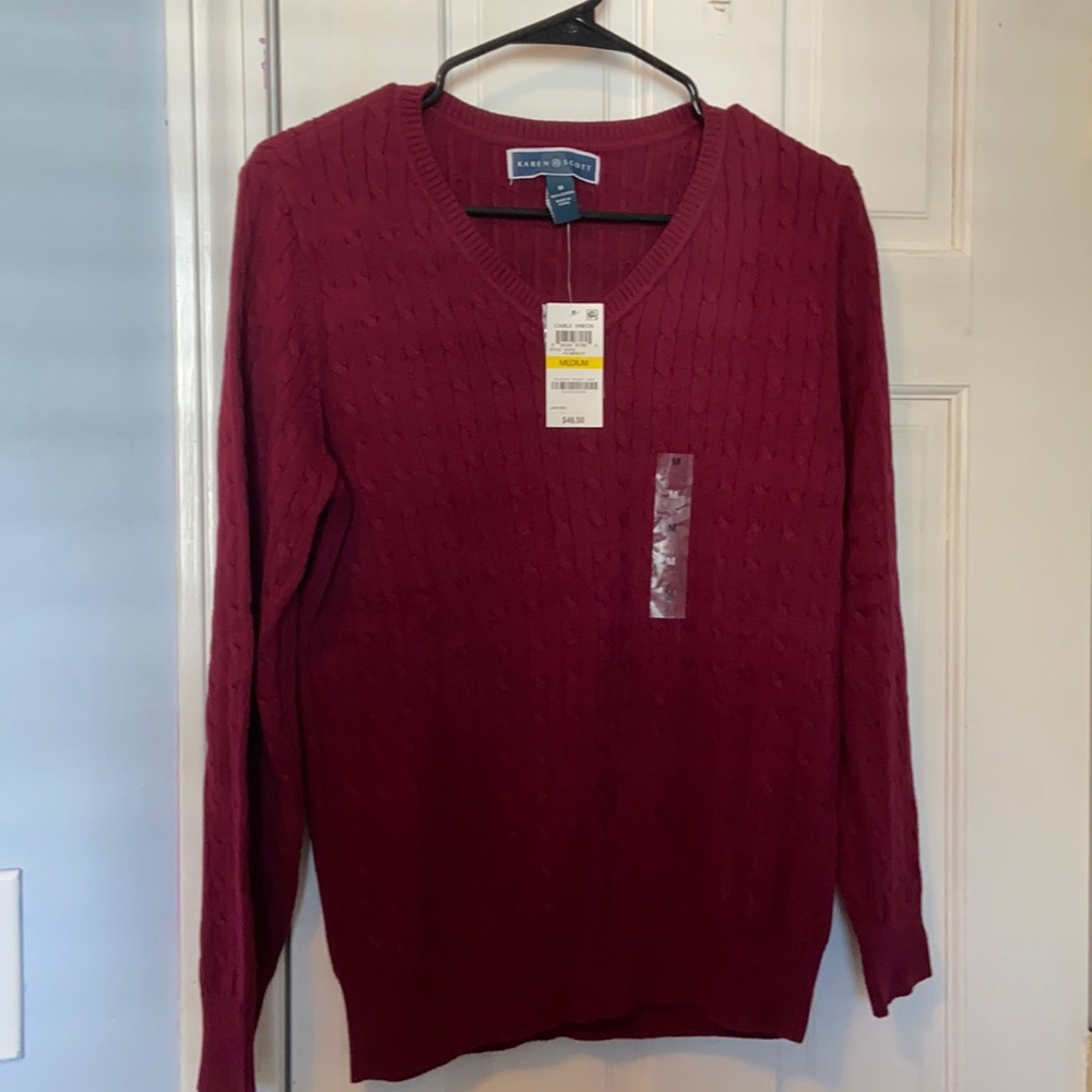Burgundy V-Neck Sweater